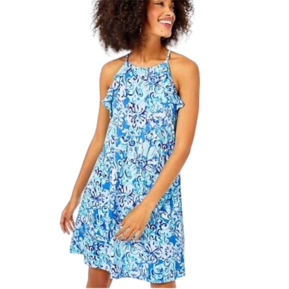Lilly Pulitzer Billie Dress SZ S Saltwater Blue Suns Out Funs Out